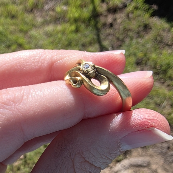 18k Gold Diamond Python Snake Ring - Picture 3 of 8